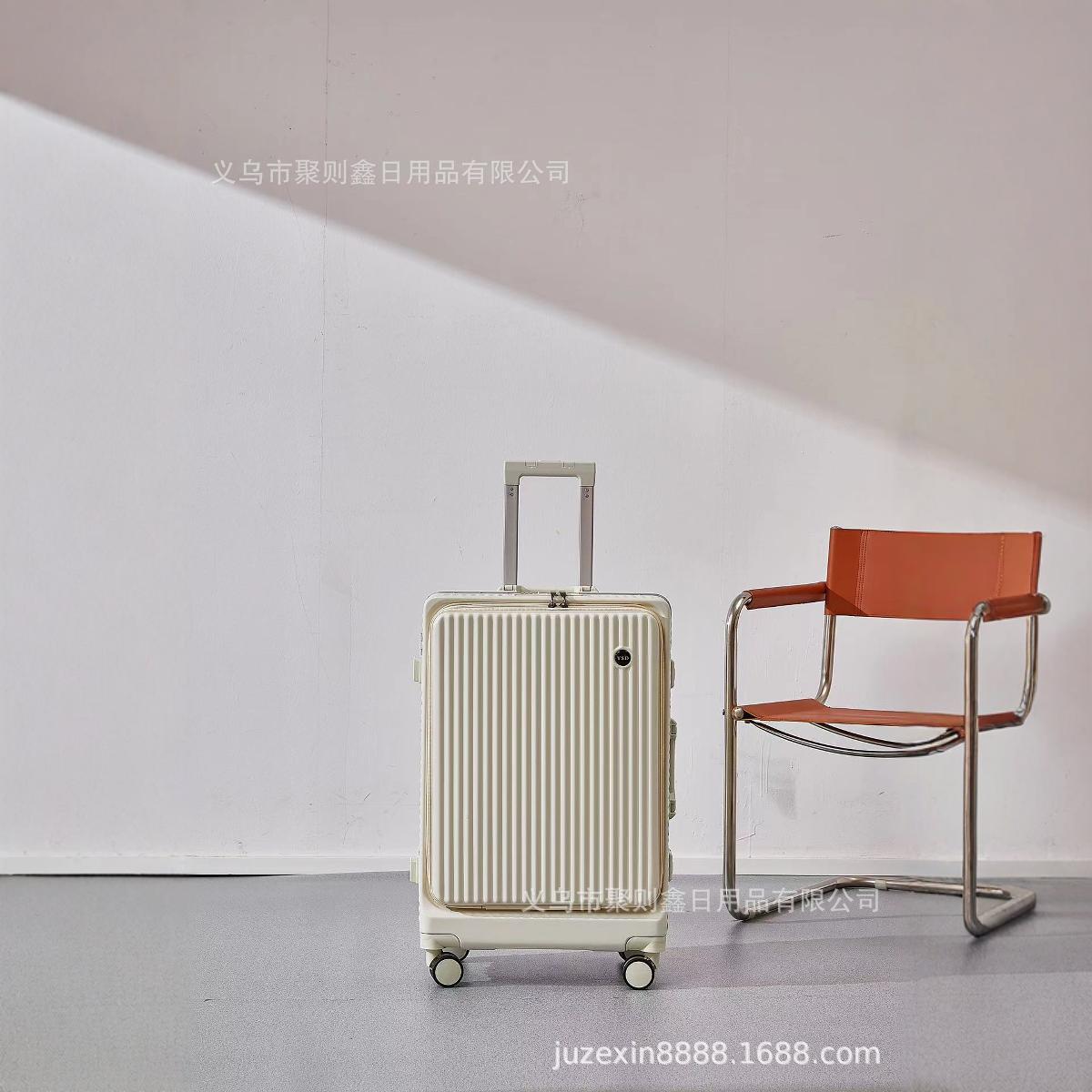 C4056   Fashion front opening suitcase computer cabin case side opening trolley case large capacity travel suitcase with expandable capacity