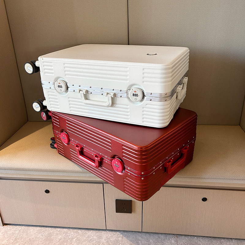 C42332   Luggage for men, high-value trolley case for women, aluminum frame suitcase