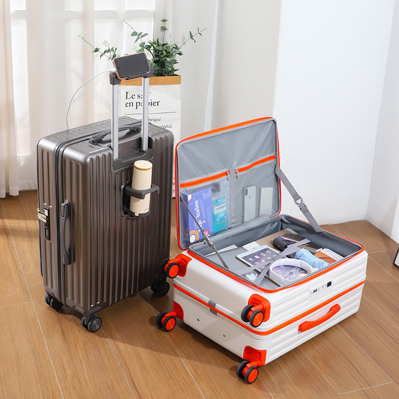 24-Inch Multifunctional Suitcase with Corner Guards and Combination Lock