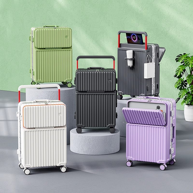 Carry-on Suitcase / Combination Lock Case — Large Capacity Leather Luggage