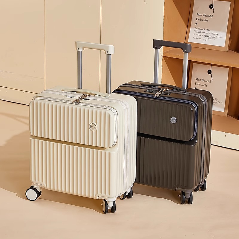 New Large-Capacity Carry-On Suitcase (20-inch) — Durable, Lockable, Leather-Style Luggage for Men